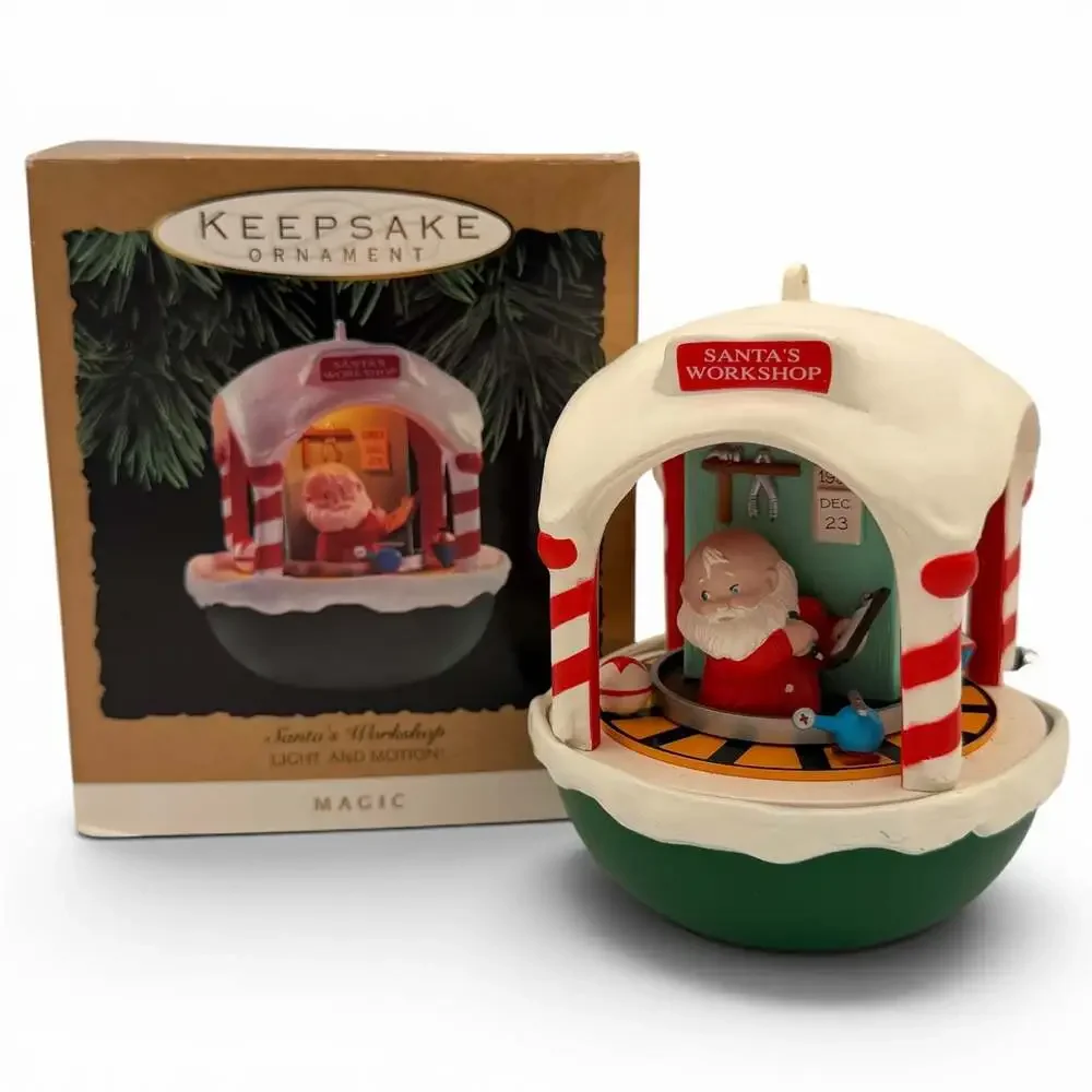 Hallmark Keepsake Magic Ornament 1993 Santa's Workshop Light and Motion
